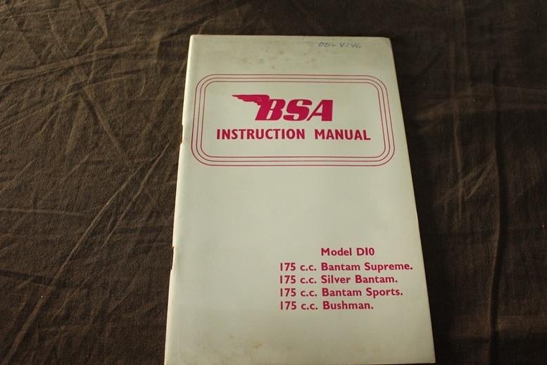 BSA D10 Bantam 175cc 1967 motorcycle instruction manual, Motoren, Ophalen of Verzenden, Overige merken