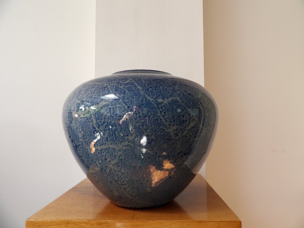 Grote Gunther Lambert opaline Vaas, 80er jaren blauw, Antiek en Kunst, Ophalen of Verzenden