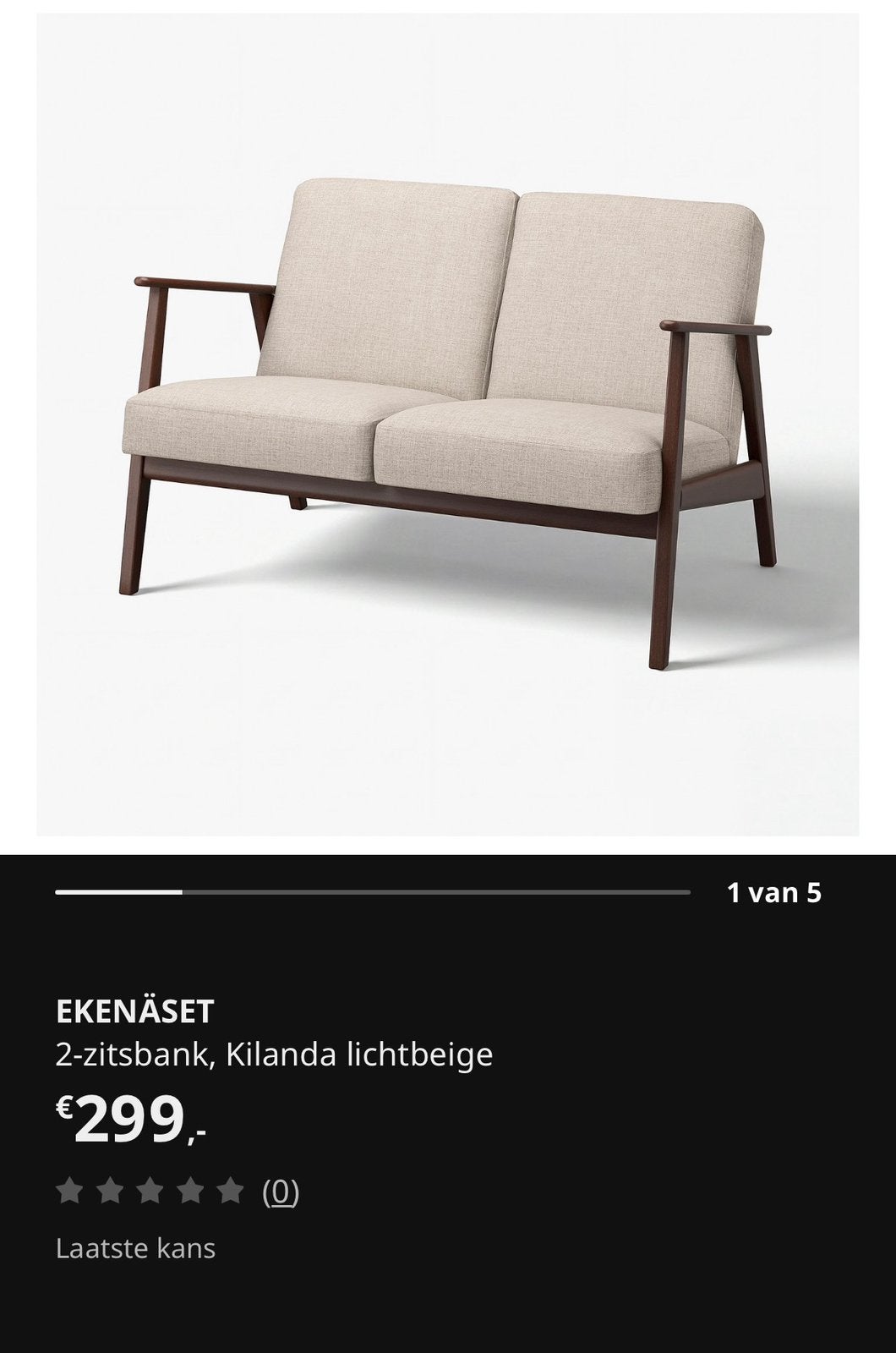 Ikea Ekenäset 2-zits bankje, Ophalen, Tweepersoons, 75 tot 100 cm, Zo goed als nieuw
