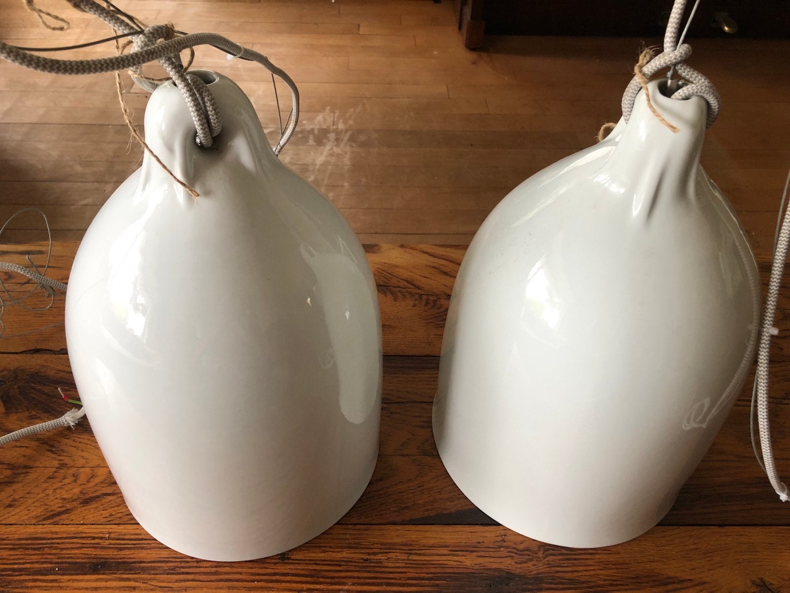 Set van 2 pols pot hanglampen - model BUFFER, Huis en Inrichting, Lampen | Hanglampen, Ophalen, Gebruikt, Keramiek, E27 (groot)