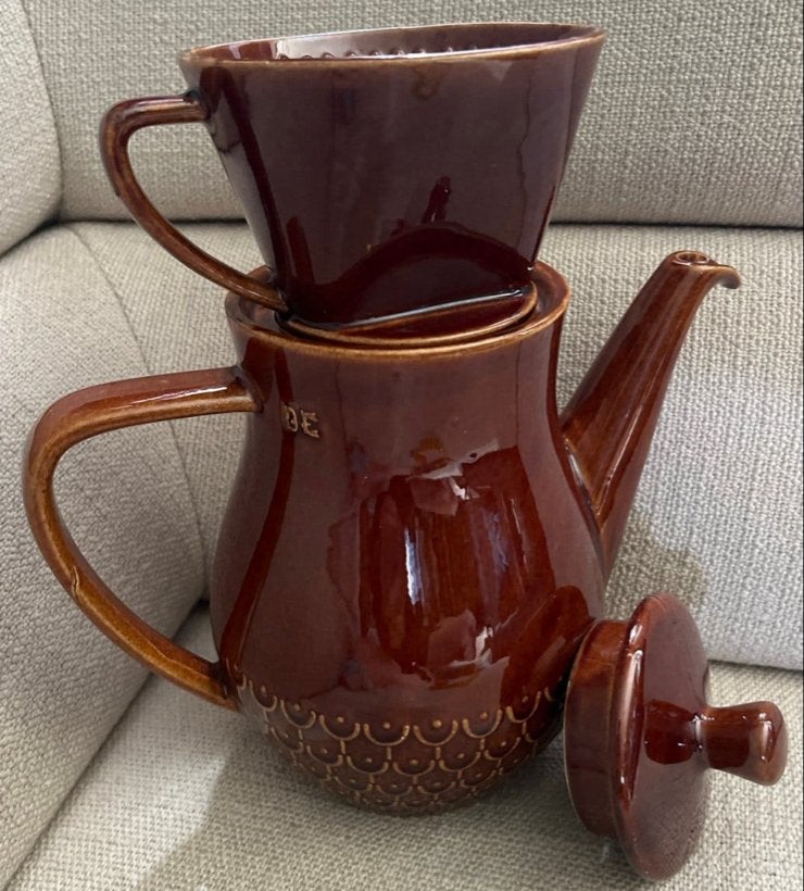 Vintage Douwe Egberts koffiepot met filterhouder, Ophalen of Verzenden