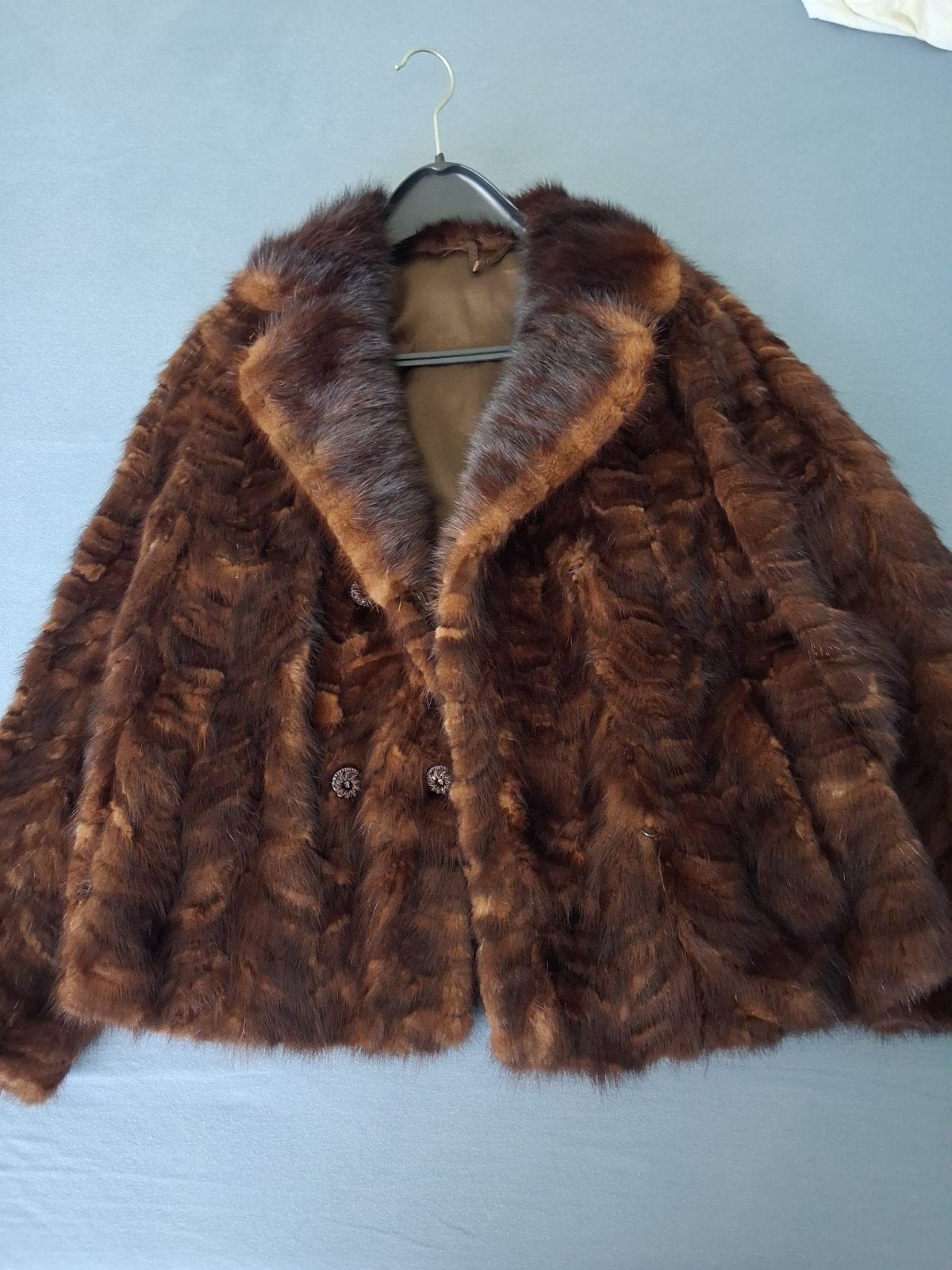 Vintage bruine bontjas, Bruin, Onbekend, Gedragen, Ophalen