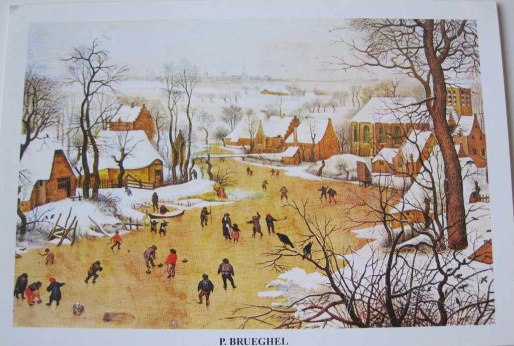 Pieter Brueghel - winter landschap met schaatsers op kaart, Ophalen of Verzenden, 1980 tot heden, Gelopen, Overige thema's