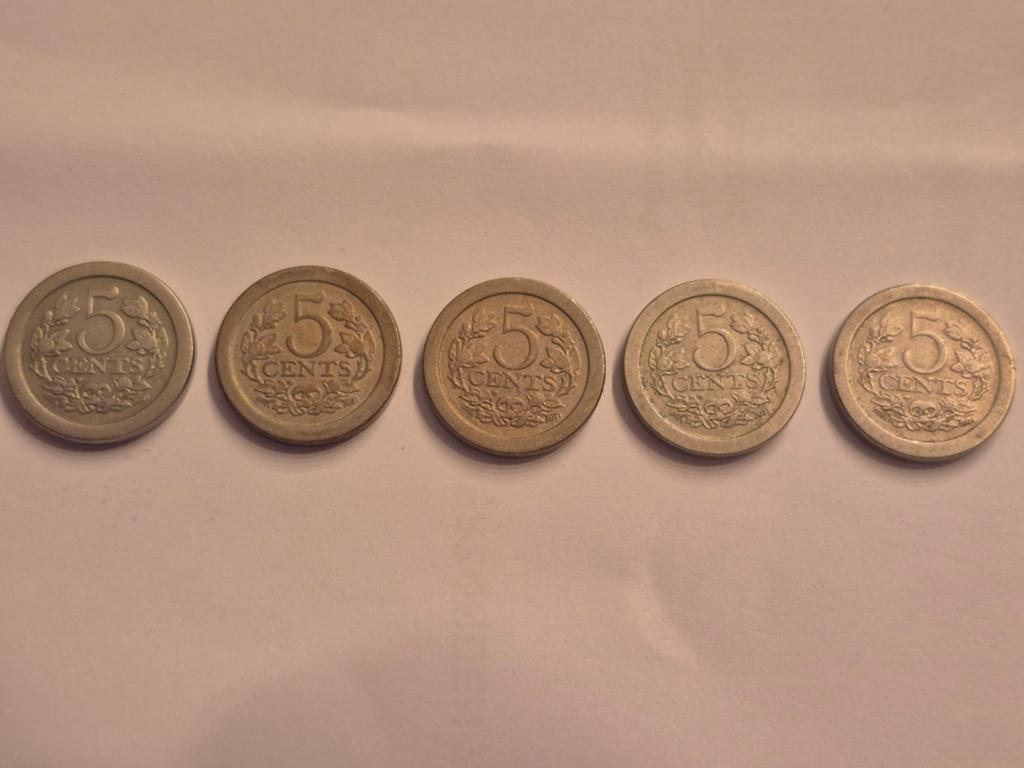 5x 5 Cent 1907 Wilhelmina Munt, Postzegels en Munten, Munten | Nederland, Ophalen of Verzenden, Koningin Wilhelmina, 5 cent, Losse munt