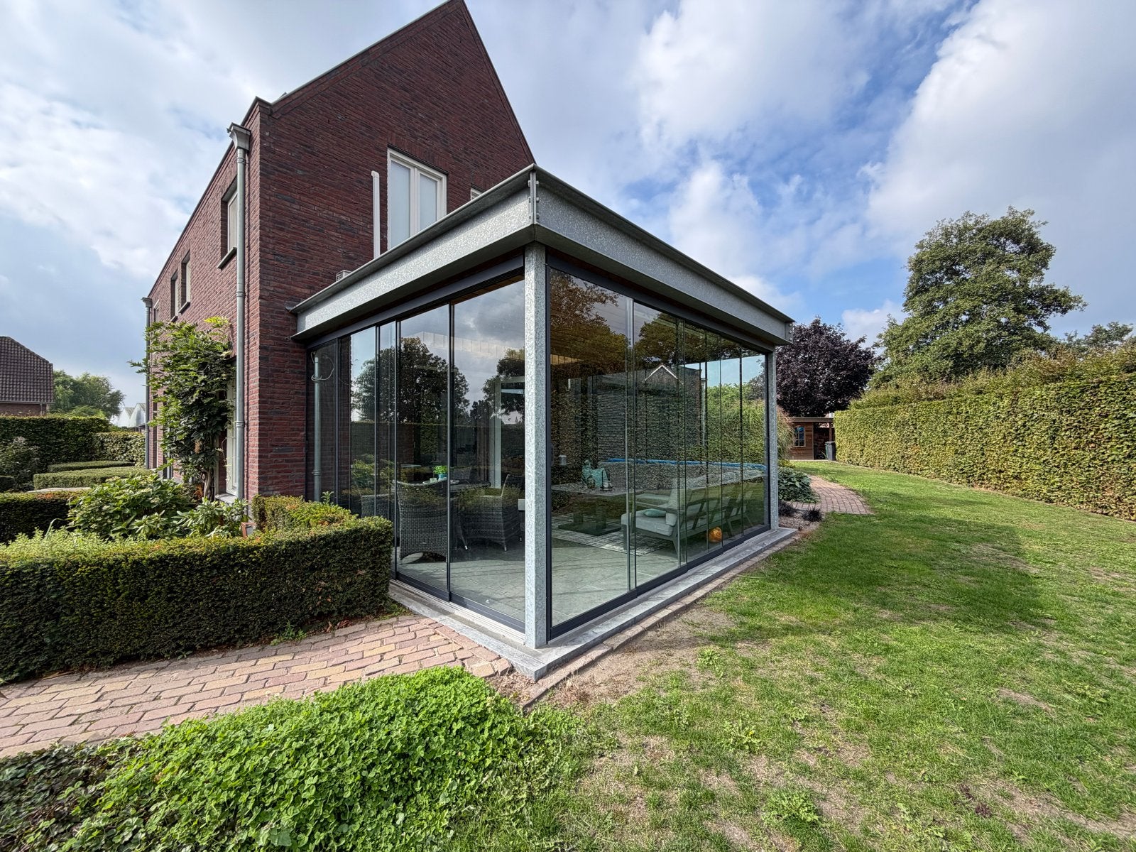 Overkapping met glazen schuifwanden, volledig demontabel, Ophalen, Gebruikt, Veranda