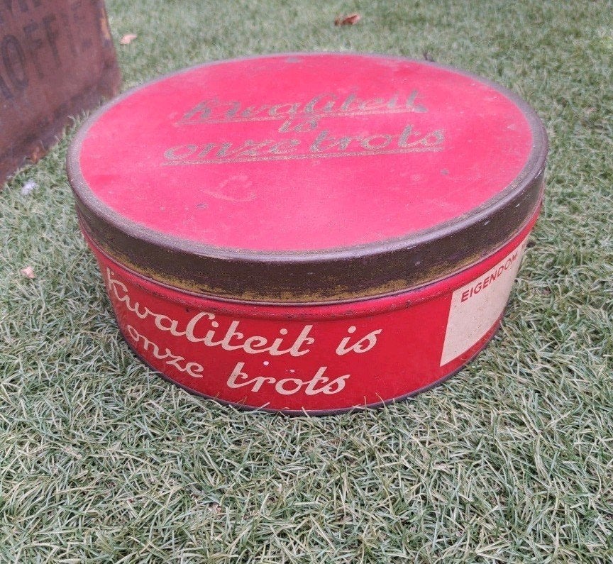 Vintage Lonka Caramel Toffee blik - winkelblik voorraad blik, Verzamelen, Ophalen of Verzenden, Gebruikt, Overige, Overige merken