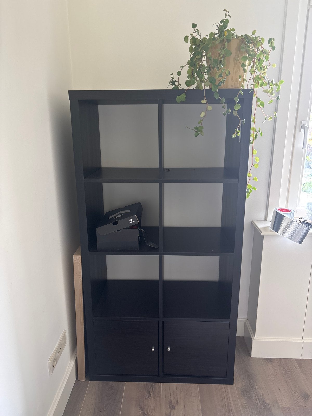 IKEA Kallax kast met 8 vakken en 2 lades - Zwart, Ophalen, Gebruikt, 100 tot 150 cm, 50 tot 100 cm