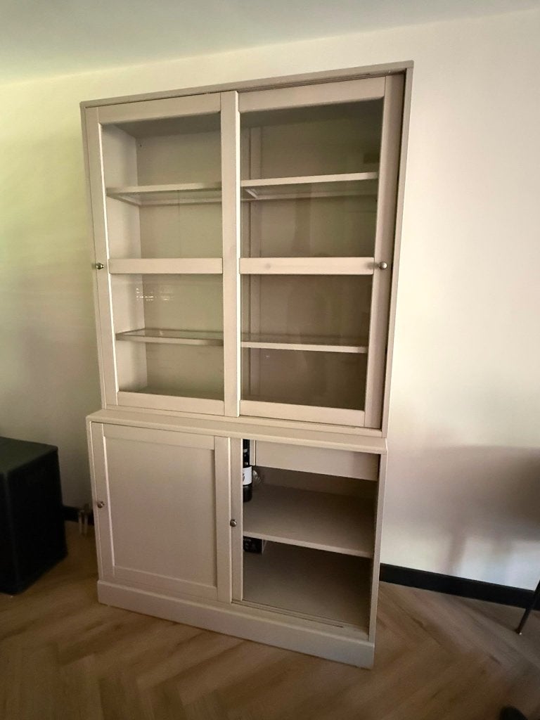 Buffetkast beige - MOET WEG, Huis en Inrichting, Kasten | Buffetkasten, Ophalen, 200 cm of meer, Zo goed als nieuw, 25 tot 50 cm