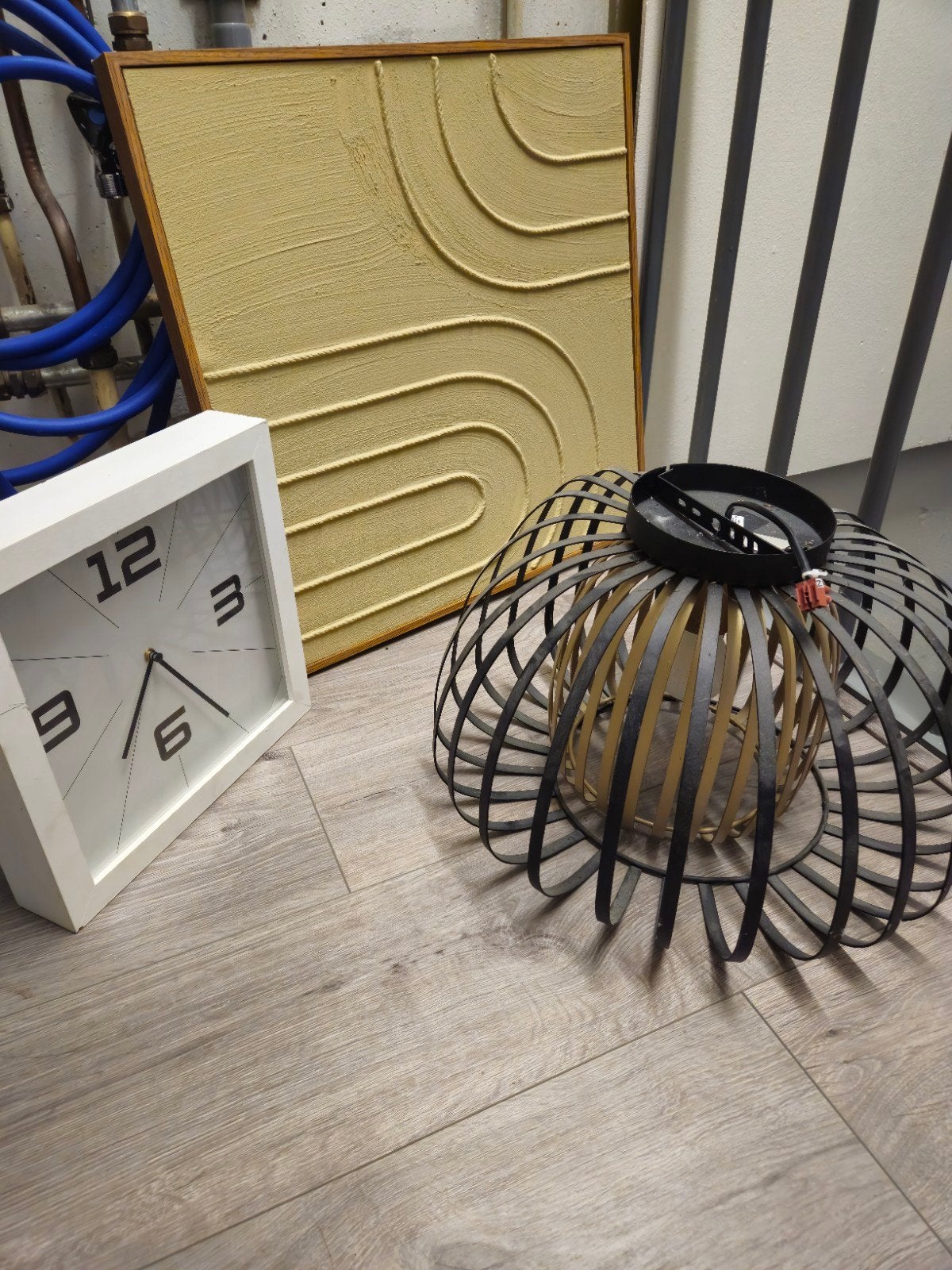 Lamp Klok Schilderij Set Woonkamer, in goede staat, Huis en Inrichting, Lampen | Overige, Ophalen of Verzenden, Zo goed als nieuw