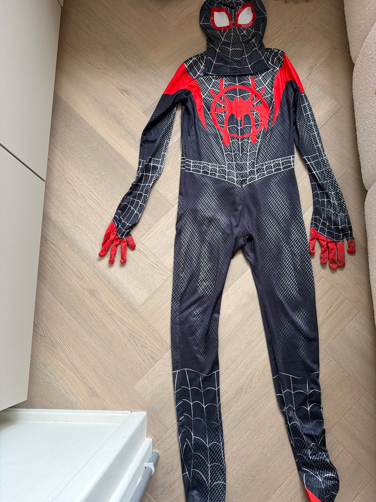 SPIDER-MAN Miles Morales Kostuum met Jasje en Masker 160cm, Kinderen en Baby's, Ophalen of Verzenden, Zo goed als nieuw, 158 t/m 164