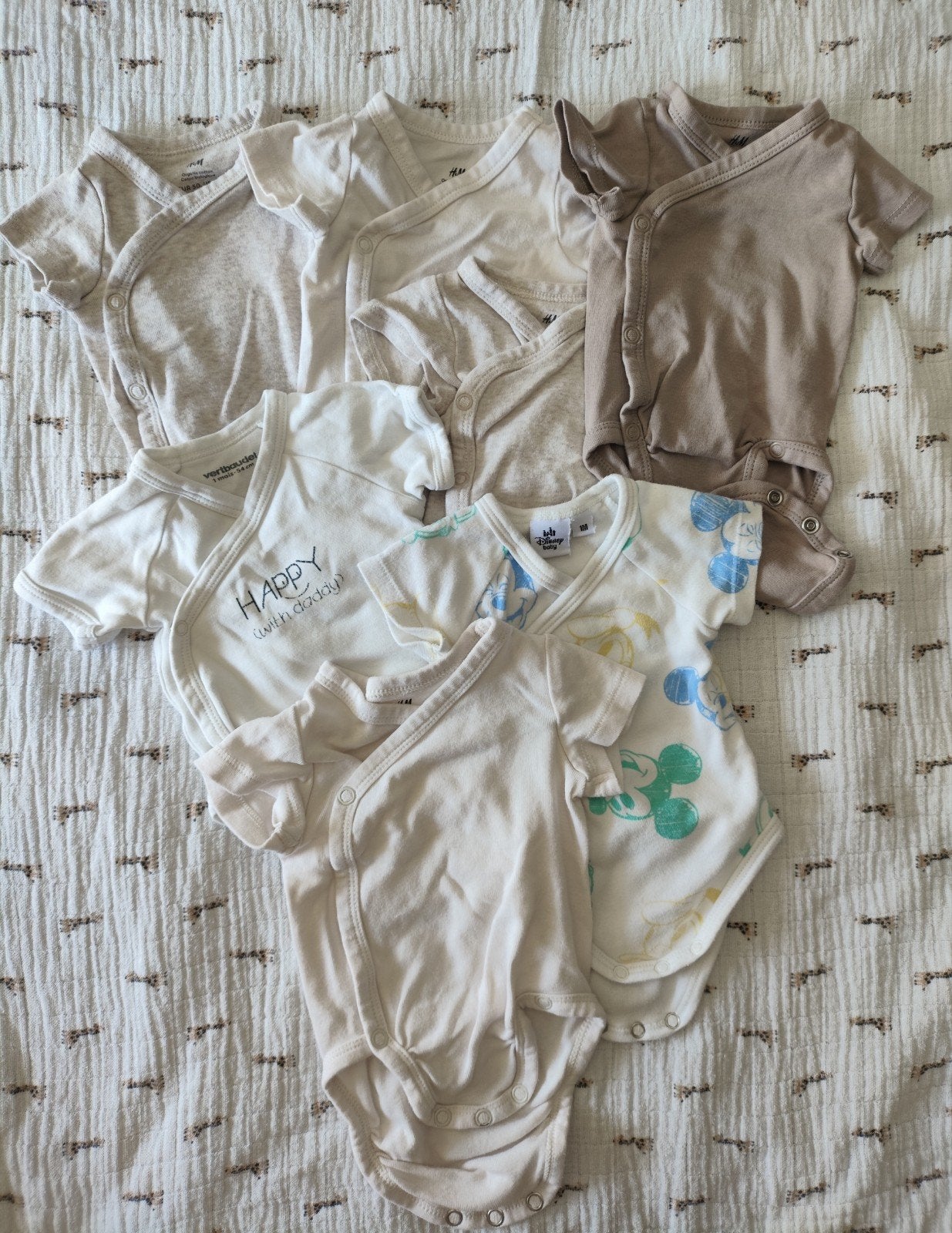 7x bodysuits maat 50, Kinderen en Baby's, Jongetje of Meisje, H&M, Ophalen of Verzenden, Zo goed als nieuw