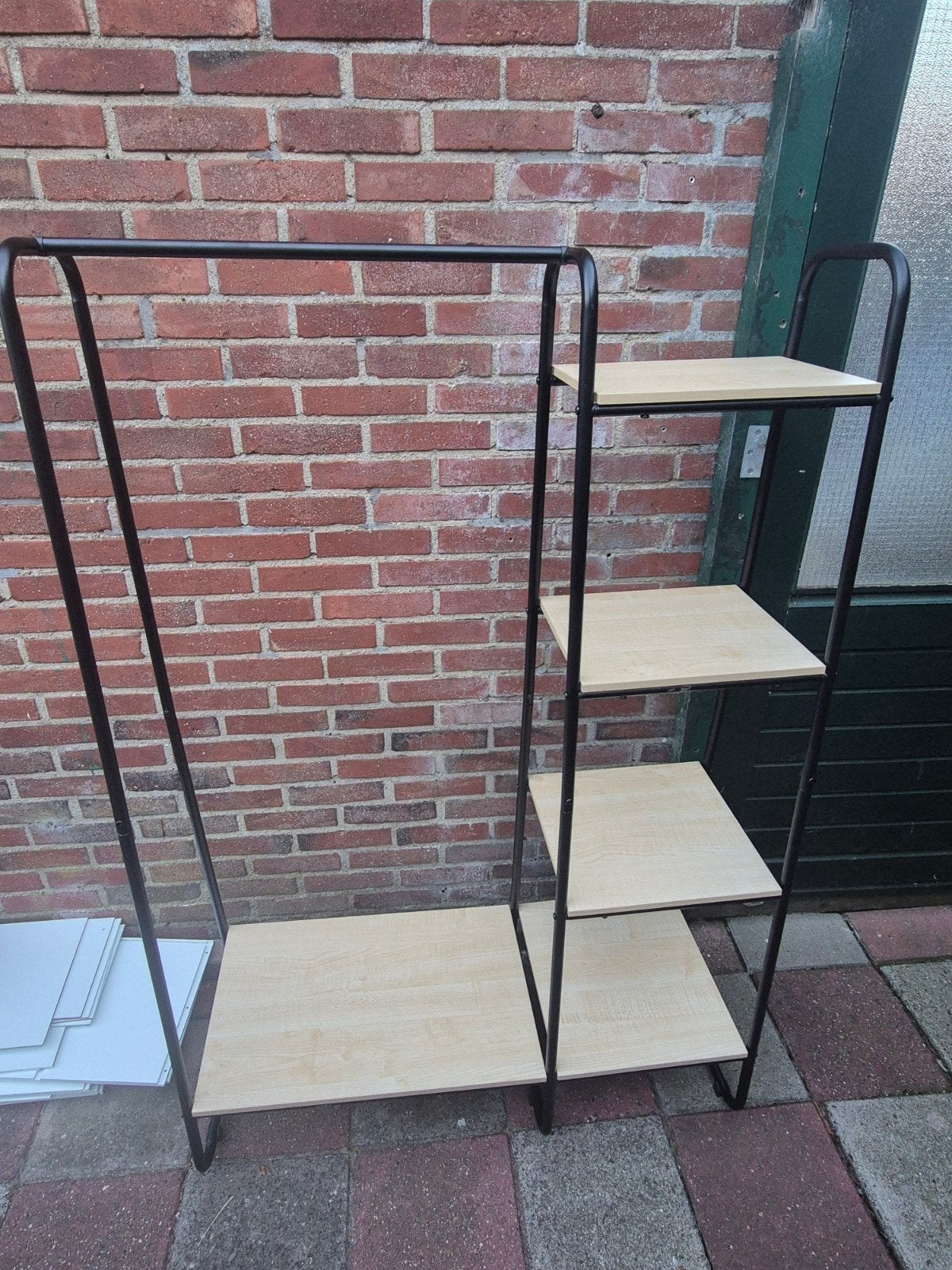 Kledingrek met planken - Zwart/Hout - 100x41x150 cm, Ophalen, Gebruikt