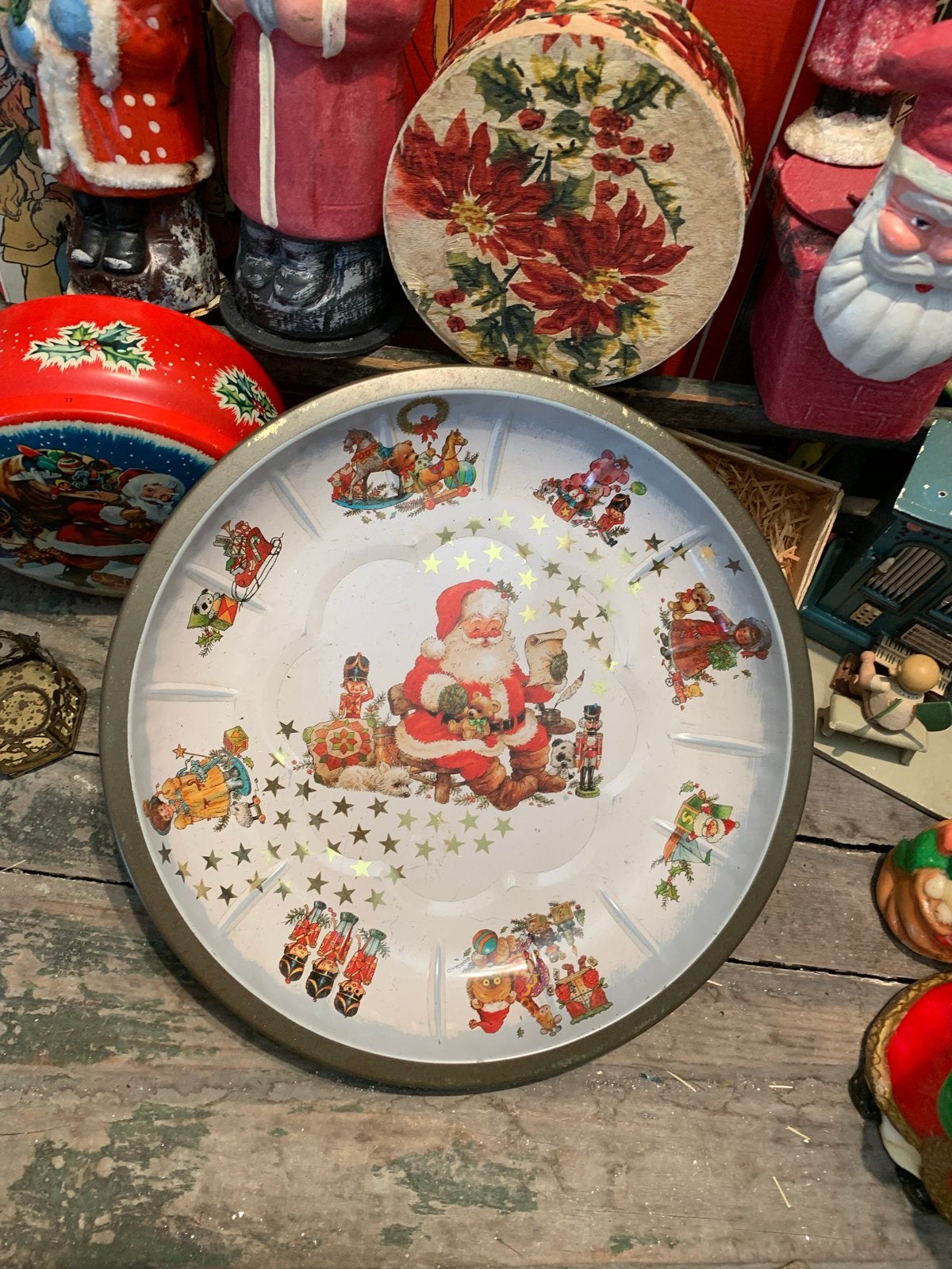 Vintage metalen kerstschaal, Diversen, T, Ophalen of Verzenden, Zo goed als nieuw, N