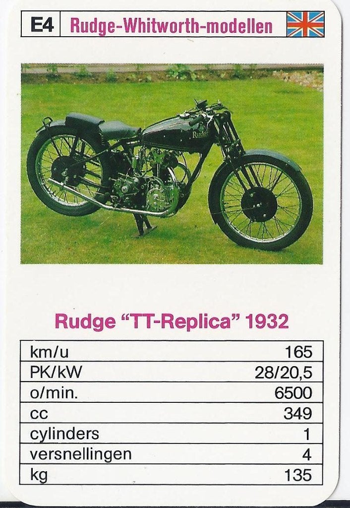 M20 motorkaartje rudge tt replica 1932 ( e4 ), Ophalen of Verzenden, Zo goed als nieuw, Motoren