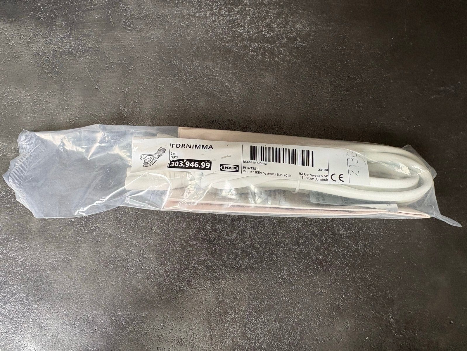 IKEA FÖRNIMMA Aansluitkabel 2m - Nieuw in verpakking, Huis en Inrichting, Lampen | Overige, Ophalen of Verzenden, Nieuw, Wit, IKEA