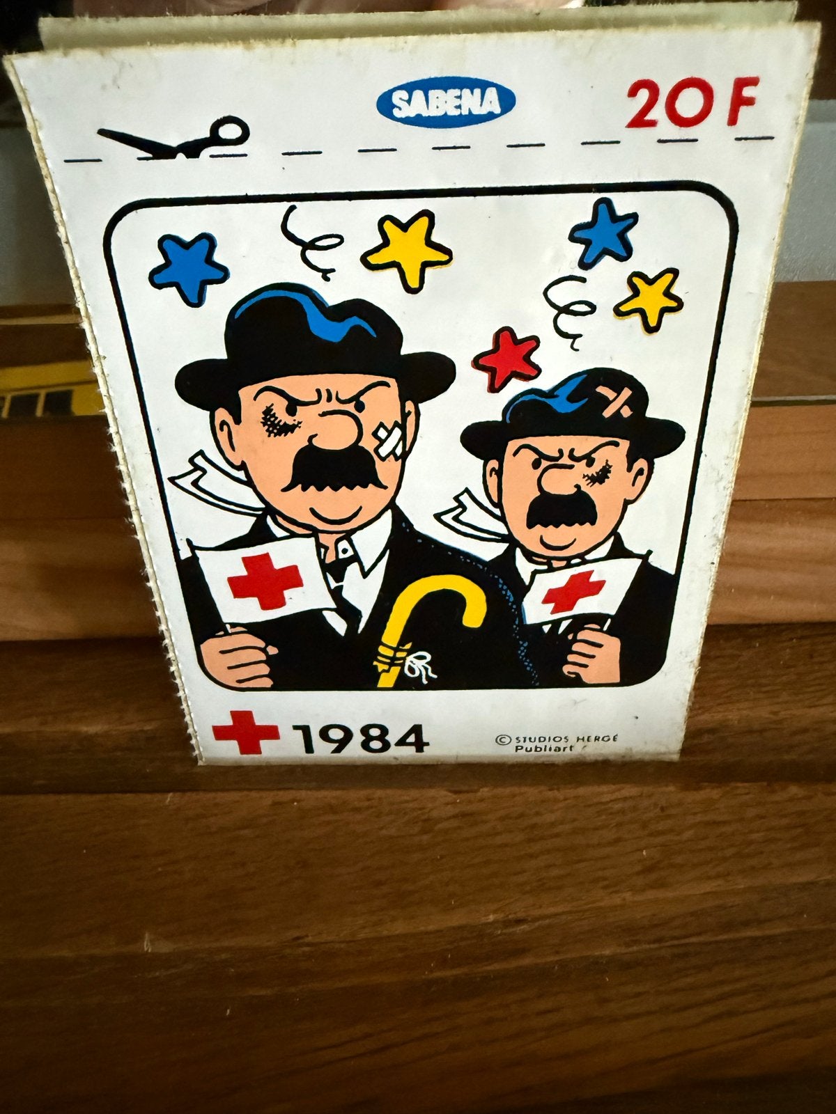 Vintage Sabena Rode Kruis Sticker 1984 Kuifje, Ophalen of Verzenden, Zo goed als nieuw, Overige typen