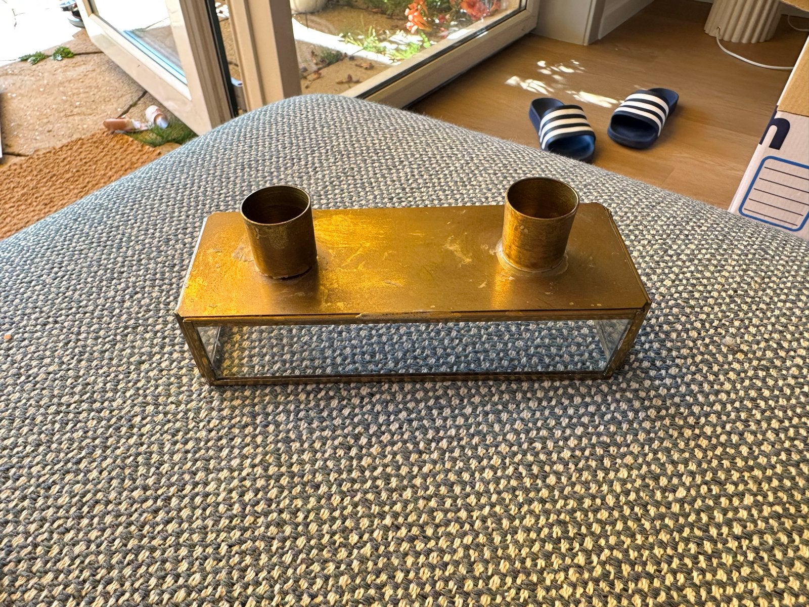 Messing kandelaar voor twee kaarsen Sissy Boy, Huis en Inrichting, Ophalen, Zo goed als nieuw, Metaal, Kandelaar