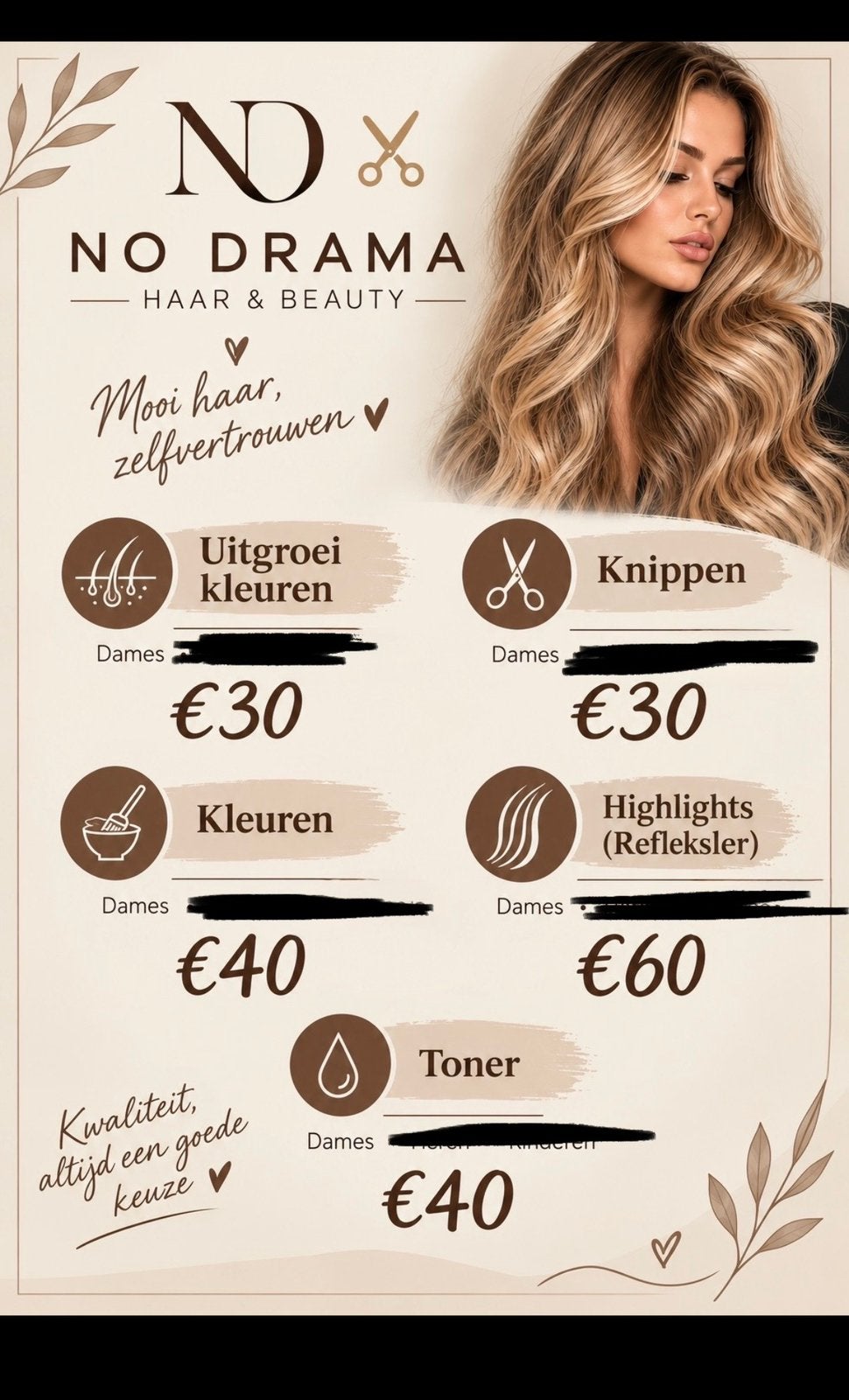 Thuis kapper, Komt aan huis, Verven of Highlights
