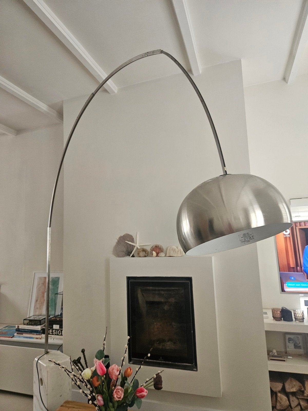 Arco Duplicaat Lamp met Massief Marmer Blok, Huis en Inrichting, Ophalen, Gebruikt, 200 cm of meer, Modern, Design, Italiaans