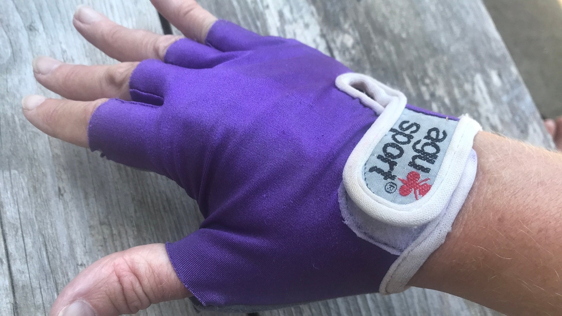 Mooie wielrenhandschoenen Agu sport paars mt S retro vintage, S, Kinderen, Ophalen of Verzenden, Zo goed als nieuw