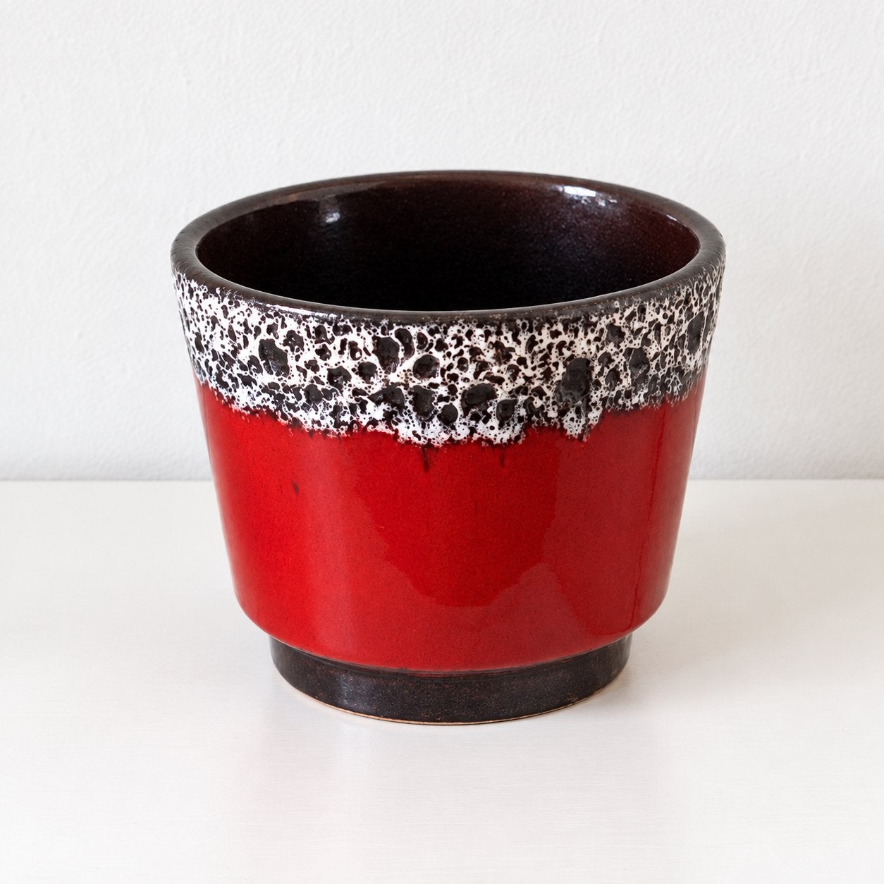 Vintage blloempot Jopeko rood/wit design West Germany, Rond, Binnen, Ophalen of Verzenden, Zo goed als nieuw