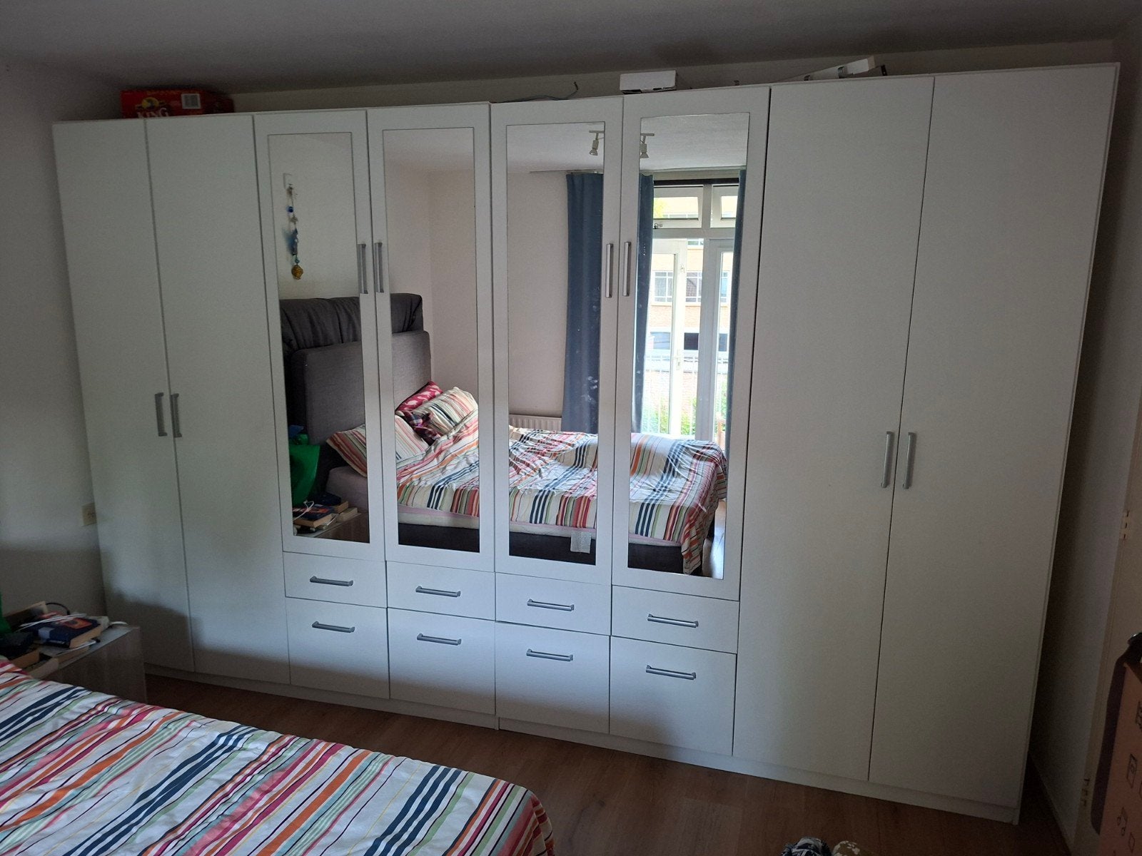 Witte kledingkast - 230 x 390 x 51 cm, Ophalen, Gebruikt, 200 cm of meer, Met lade(s)