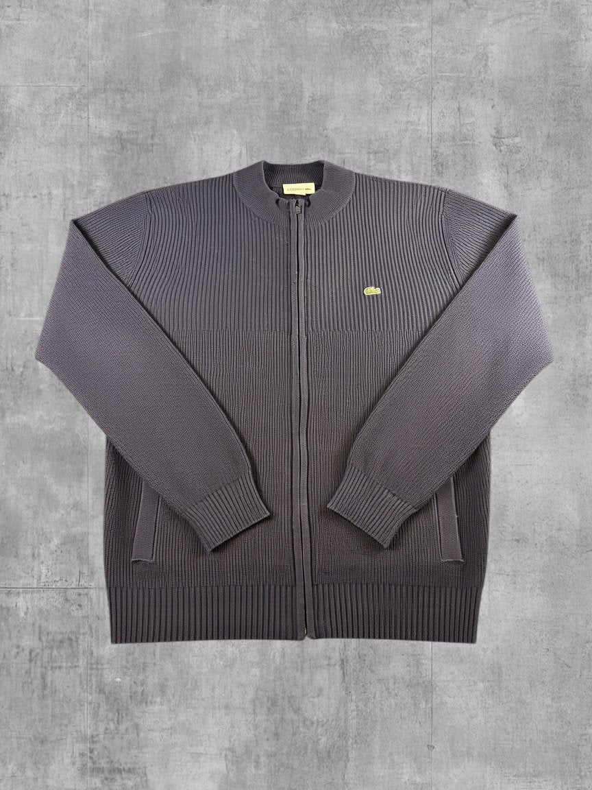 Lacoste vest zwart heren maat L wol cardigan knoopvest trui, Verzenden, Zo goed als nieuw, Maat 52/54 (L), Zwart