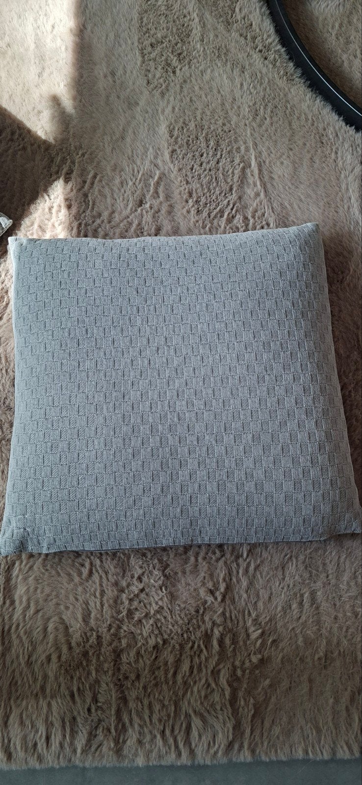 4 grijze kussens 35x35 cm met rits, schoon en gewassen, Overige merken, Vierkant, Ophalen of Verzenden, Zo goed als nieuw