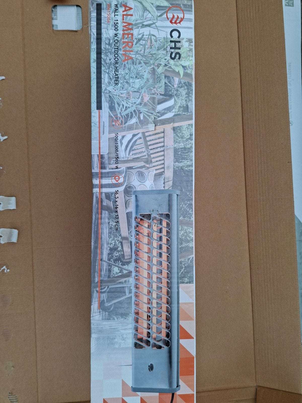 CHS Almeria 1500W Wand Terrasverwarmer, Ophalen of Verzenden, Nieuw, Elektrisch, Wand