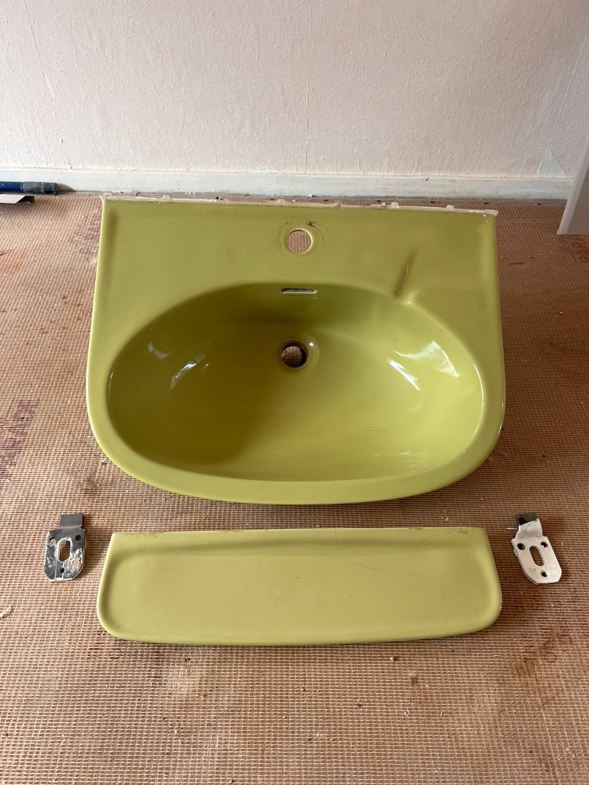 Vintage retro wastafel + wandplank Sphinx 60/’70, Ophalen, Gebruikt, Wastafel