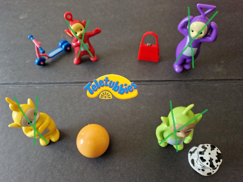 Teletubbies Step, Handtas, Bal en hoed - 4 accessoires, Verzamelen, Speelgoed, Zo goed als nieuw, Verzenden