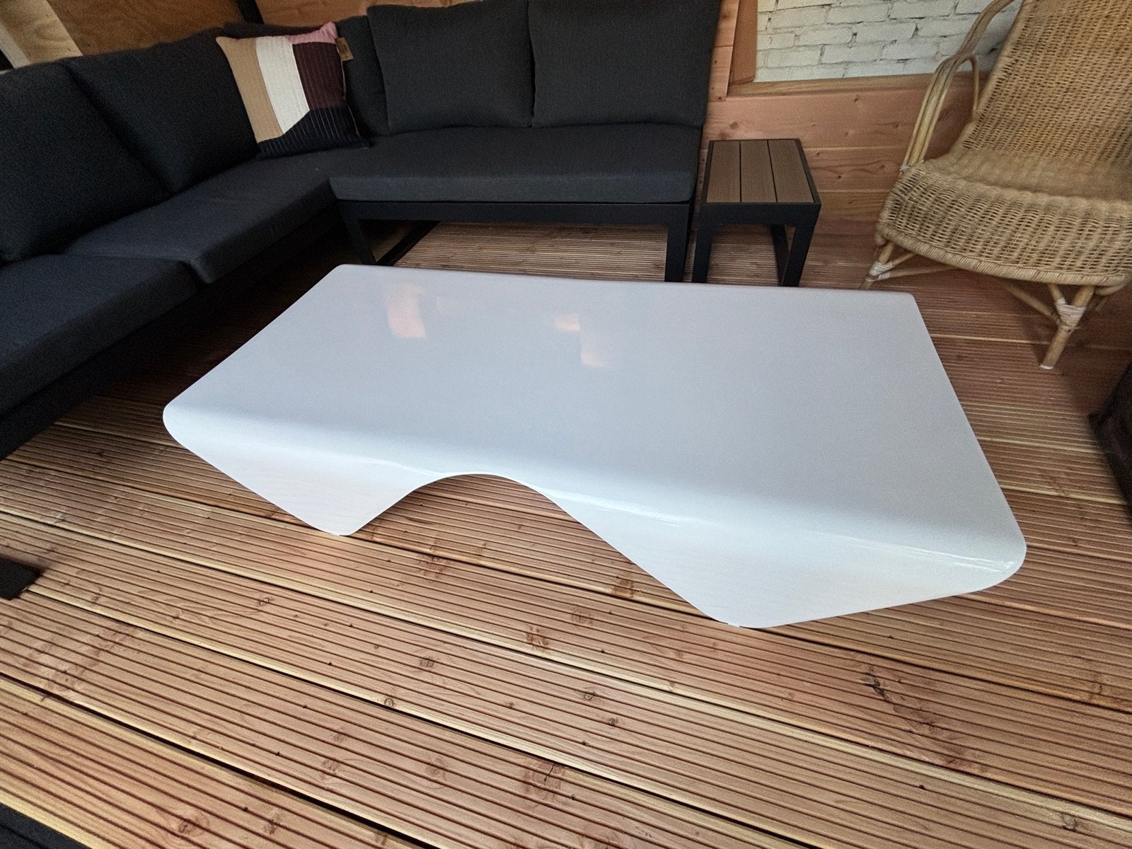 Polyester Design Salontafel - 150x73x29 cm, Ophalen, Kunststof, Gebruikt, 100 tot 150 cm