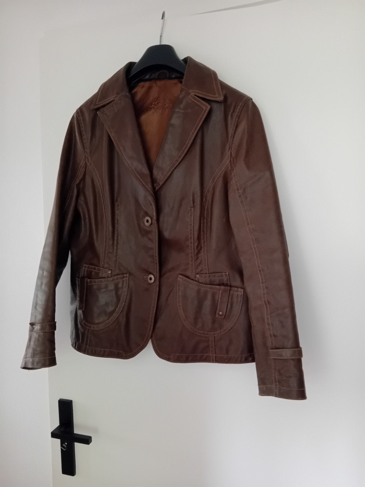 100% Leren Dames Jas Maat L/XL - Bruin, Kleding | Dames, Ophalen of Verzenden, Gedragen, Maat 46/48 (XL) of groter, Bruin