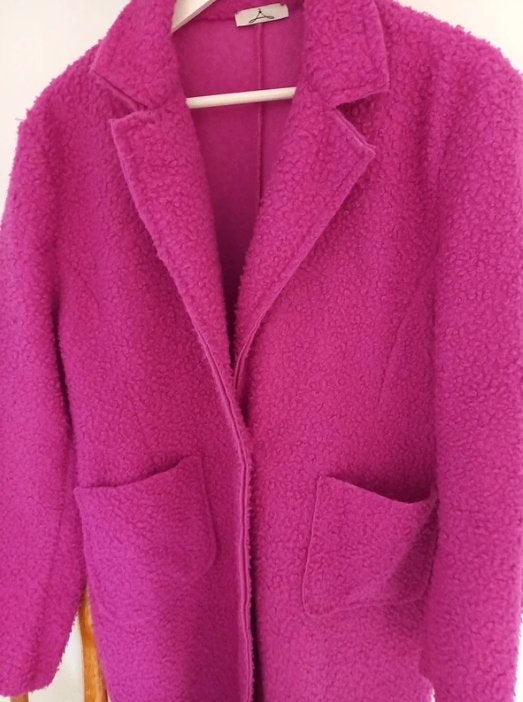 MODA fuchsia roze teddy / bouclé jas – Maat 40/42, Maat 38/40 (M), Vero Moda, Ophalen of Verzenden, Zo goed als nieuw