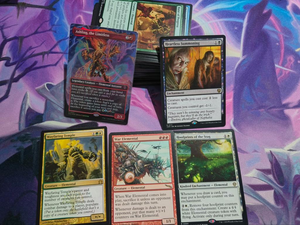 Elementals Commander deck. (Zonder sleeves) Geen precon deck, Ophalen of Verzenden, Zo goed als nieuw, Speeldeck, Foil