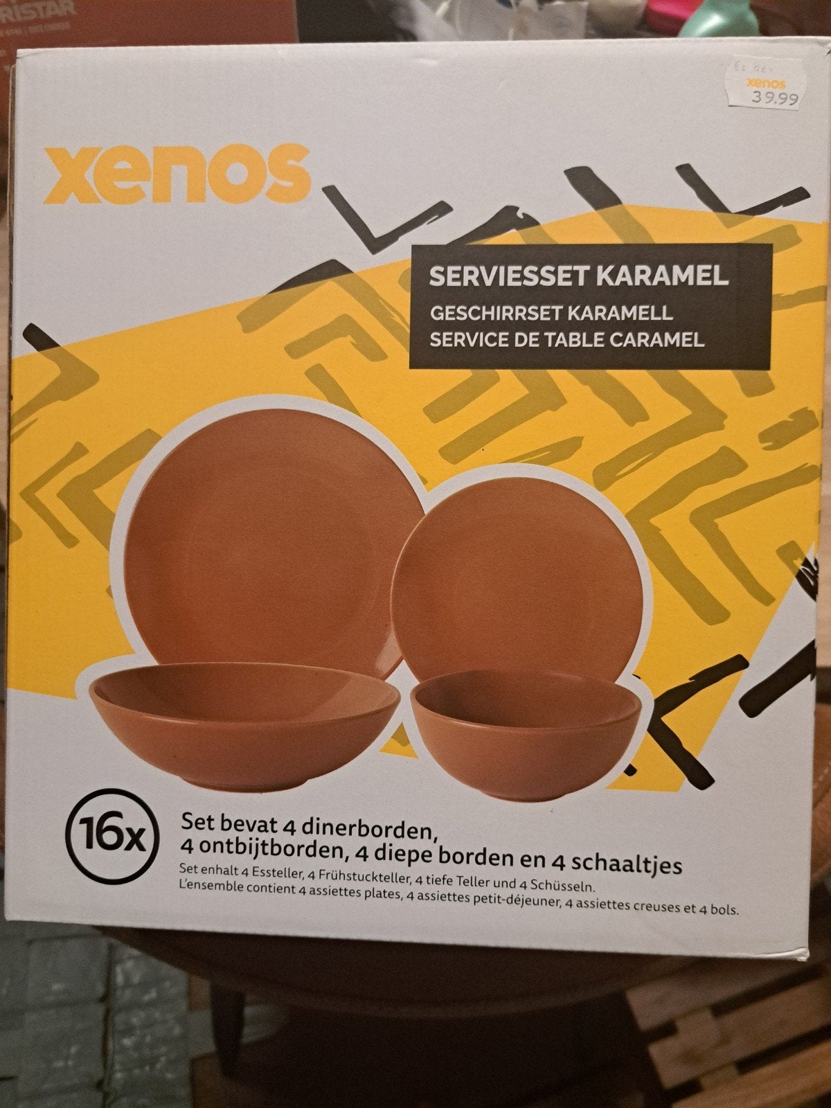 Nieuw serviesset 16 delig Karamel/ licht bruin Xenos, Ophalen, Nieuw, Bord(en), Overige stijlen