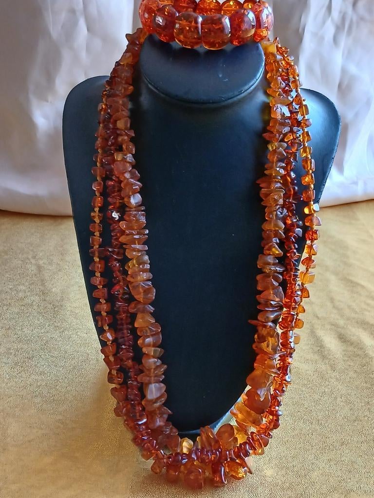 Amber kettingen en armband, Ophalen of Verzenden, Overige materialen, Ketting