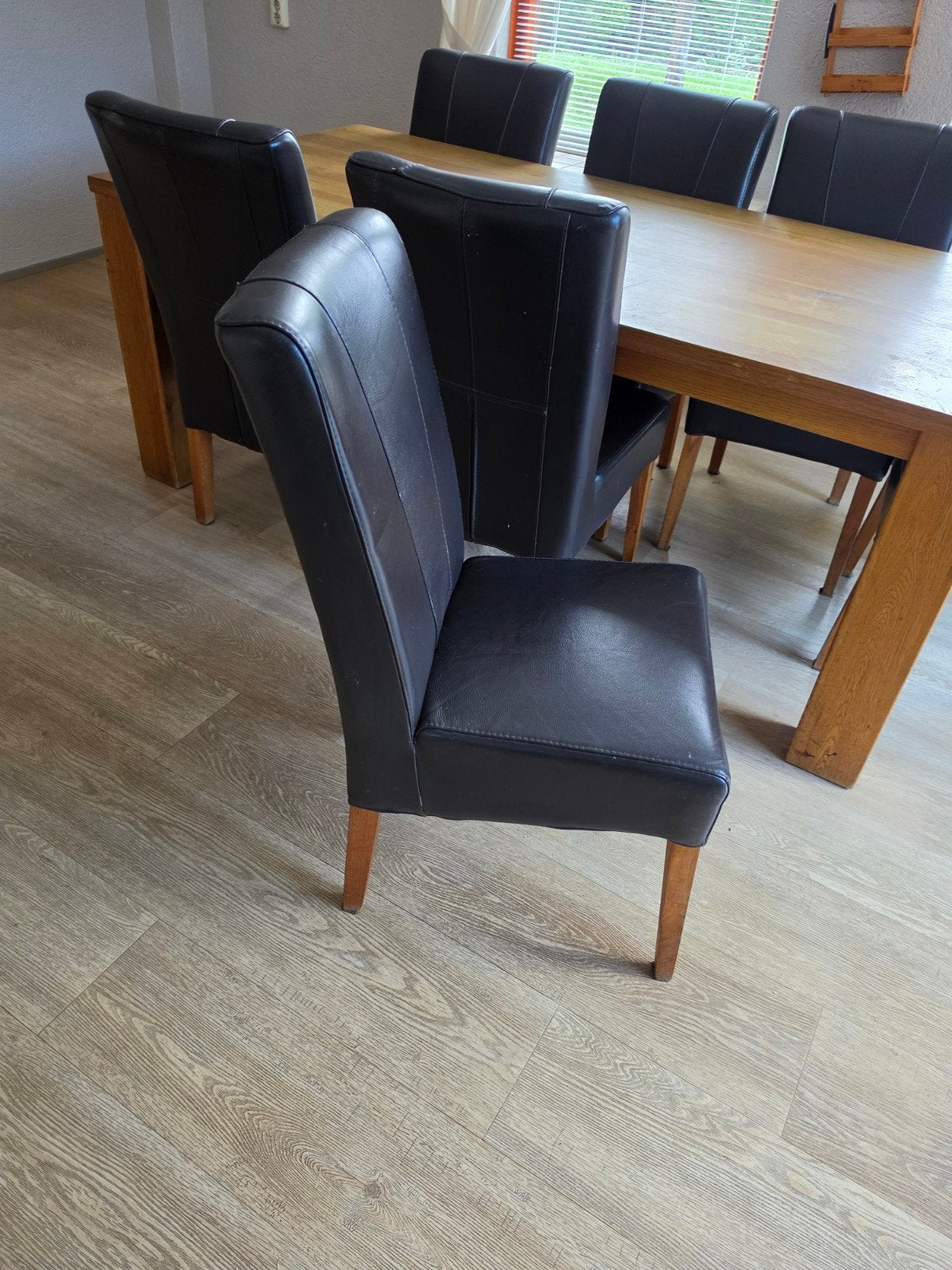 7 Leren Eetkamerstoelen - Comfortabel en Stijlvol, Ophalen, Gebruikt, Zwart, Leer
