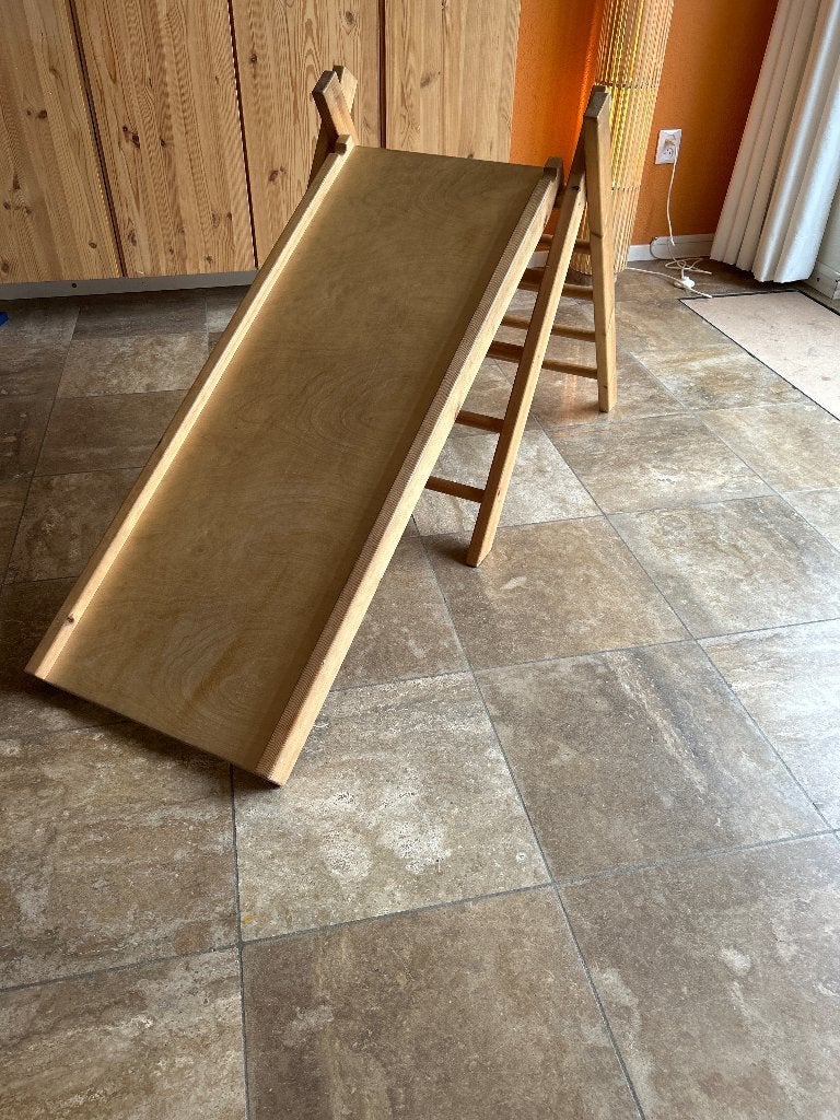 Houten klimrek met glijbaan voor binnen, Kinderen en Baby's, Speelgoed | Houten speelgoed, Ophalen, Gebruikt, Overige typen