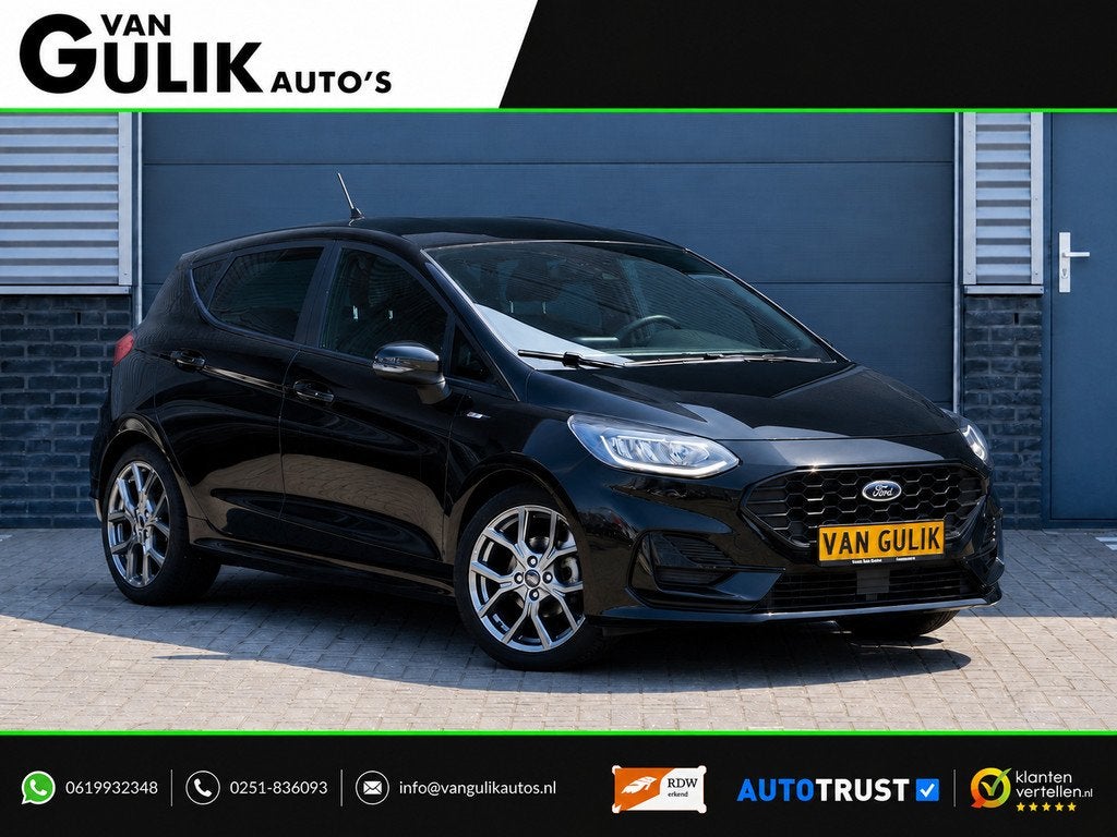 Ford Fiesta 1.0 EcoBoost Hybrid ST-Line | Carplay | LED | Wi, Voorwielaandrijving, Zwart, Zwart, 1176 kg