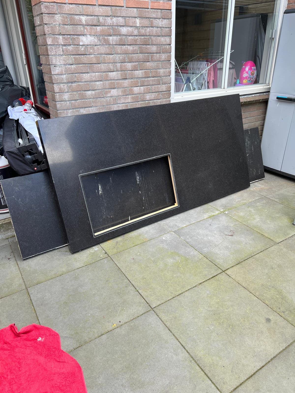 Black Granite Kitchen Countertop + Island + Sink, Complete, Ophalen, Zo goed als nieuw