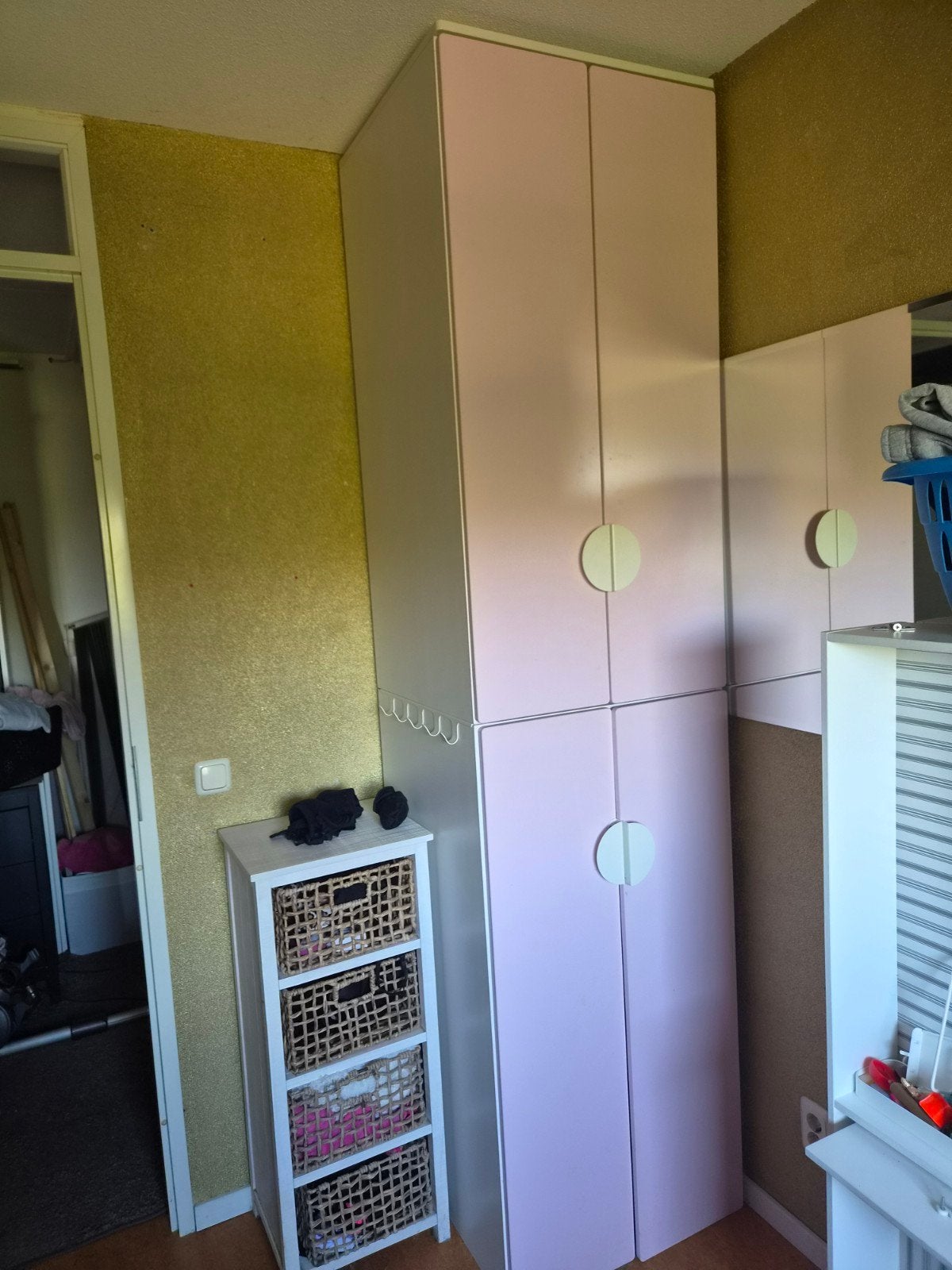 IKEA Småstad Platsa kledingkast - Roze/Wit, Ophalen, Gebruikt, 200 cm of meer, 50 tot 100 cm
