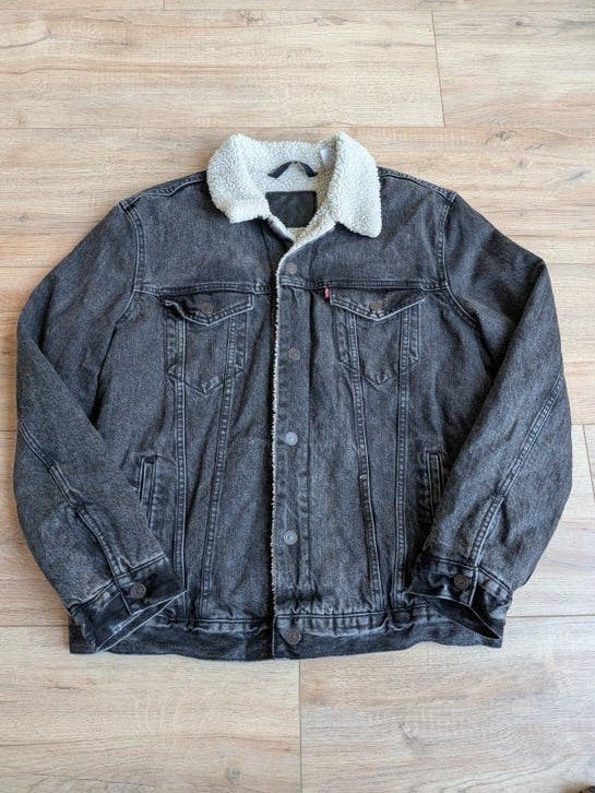 Zwarte Levi's spijkerjas met teddy voering - Maat L, Maat 52/54 (L), Levi's, Zwart, Ophalen of Verzenden
