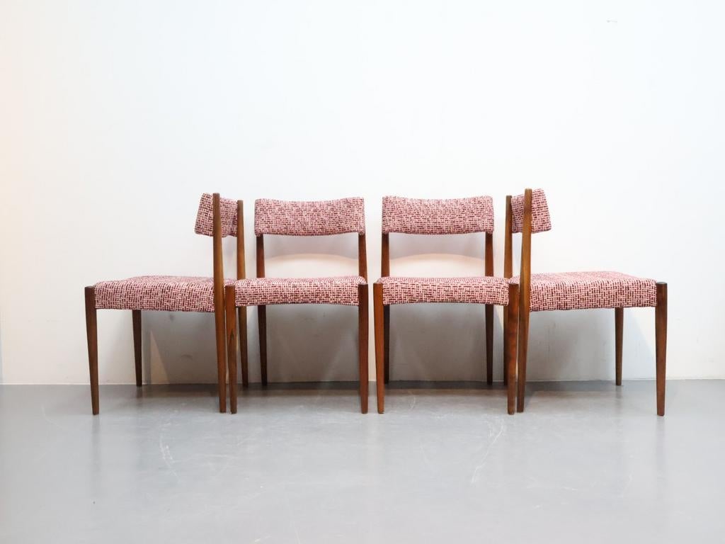 Set van 4 Vintage Eetkamerstoelen - Palissander & Nieuwe Sto, Overige kleuren, ., Vintage, Ophalen of Verzenden