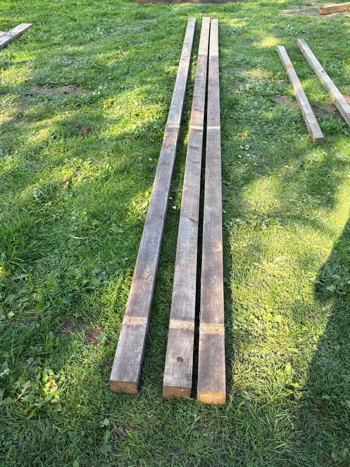 Houten balken 9,5x8x590 cm - 3 stuks, Ophalen, Gebruikt, Balk, Overige houtsoorten