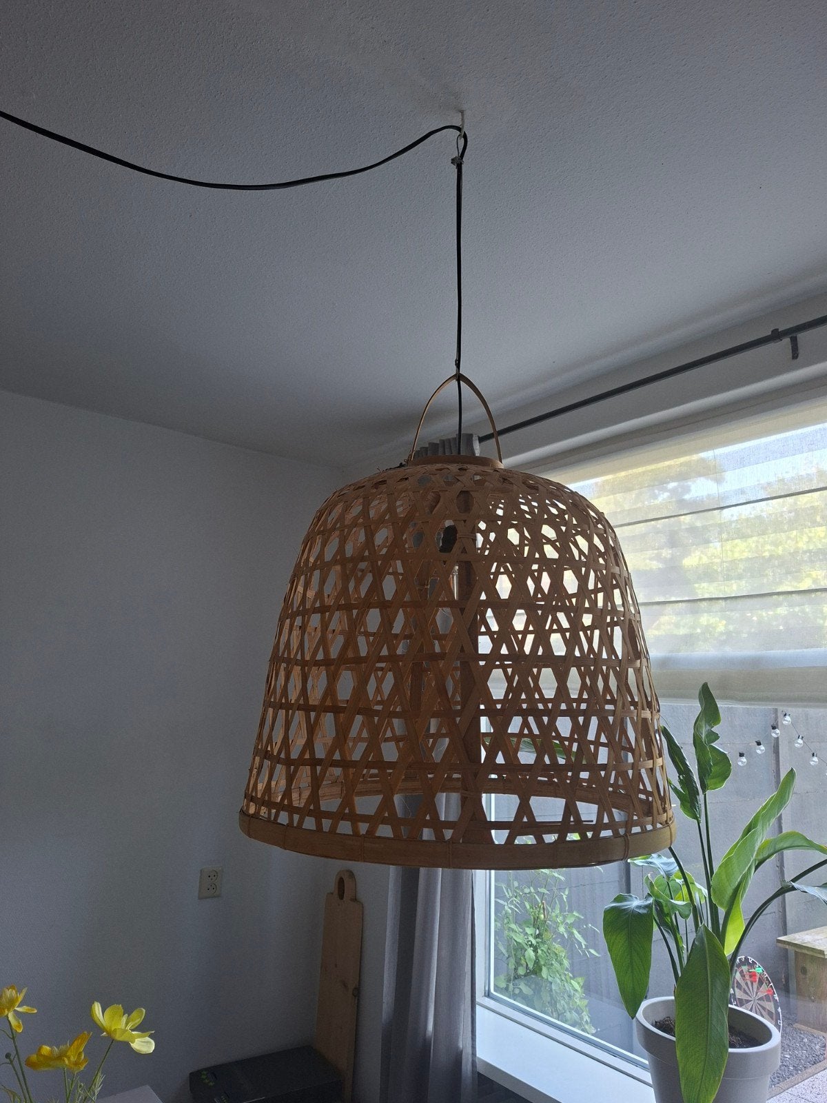 Rotan Hanglamp - Doorsnede 55 cm, Huis en Inrichting, Lampen | Hanglampen, Ophalen, Gebruikt, Bohemian, Scandinavisch, Natuurlijk
