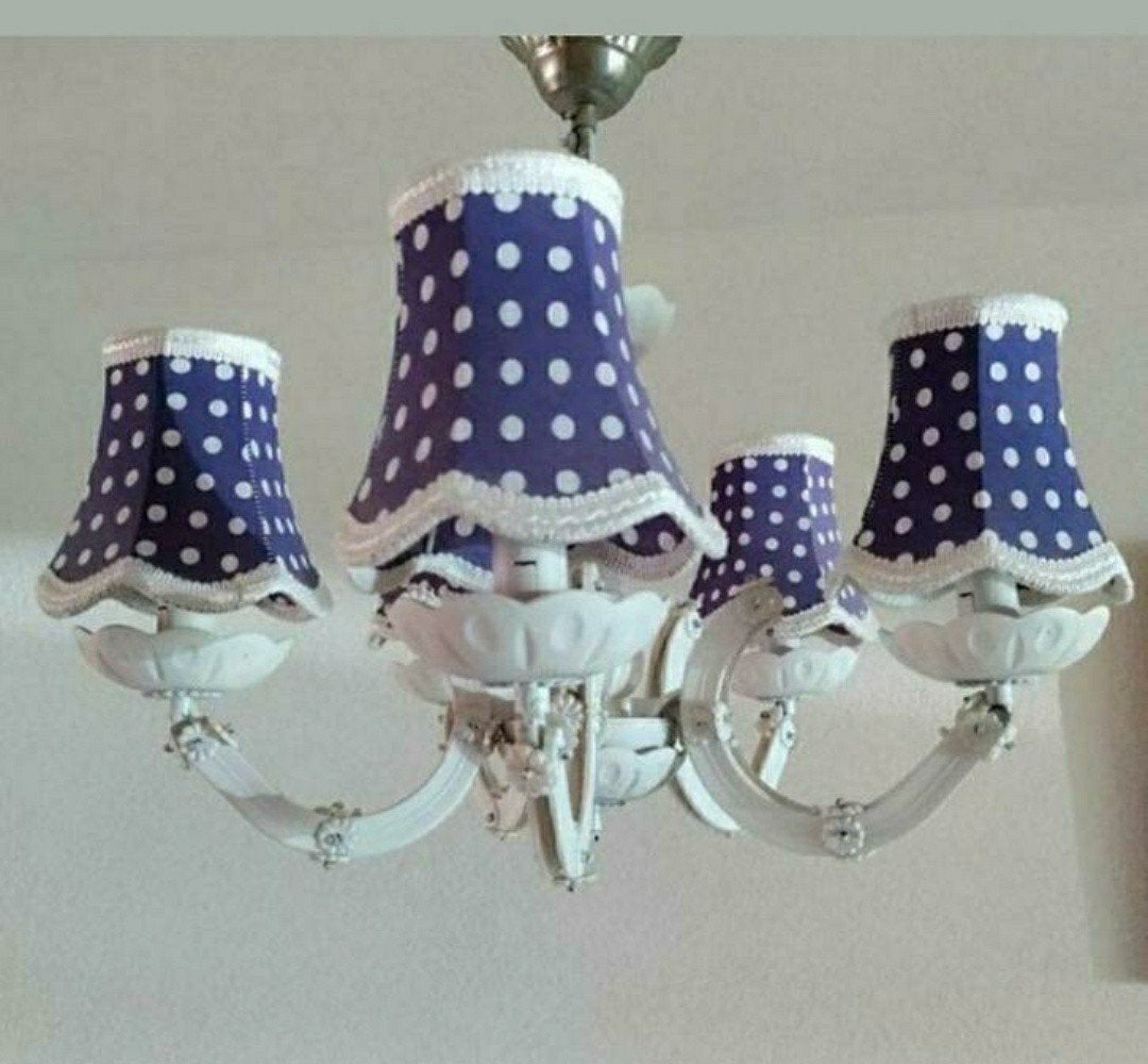 Hanglamp,Paars,5 kapjes,Wit,Kroonluchter,lamp,kind,meisje, Ophalen of Verzenden, Zo goed als nieuw, Overige materialen, Vrolijk