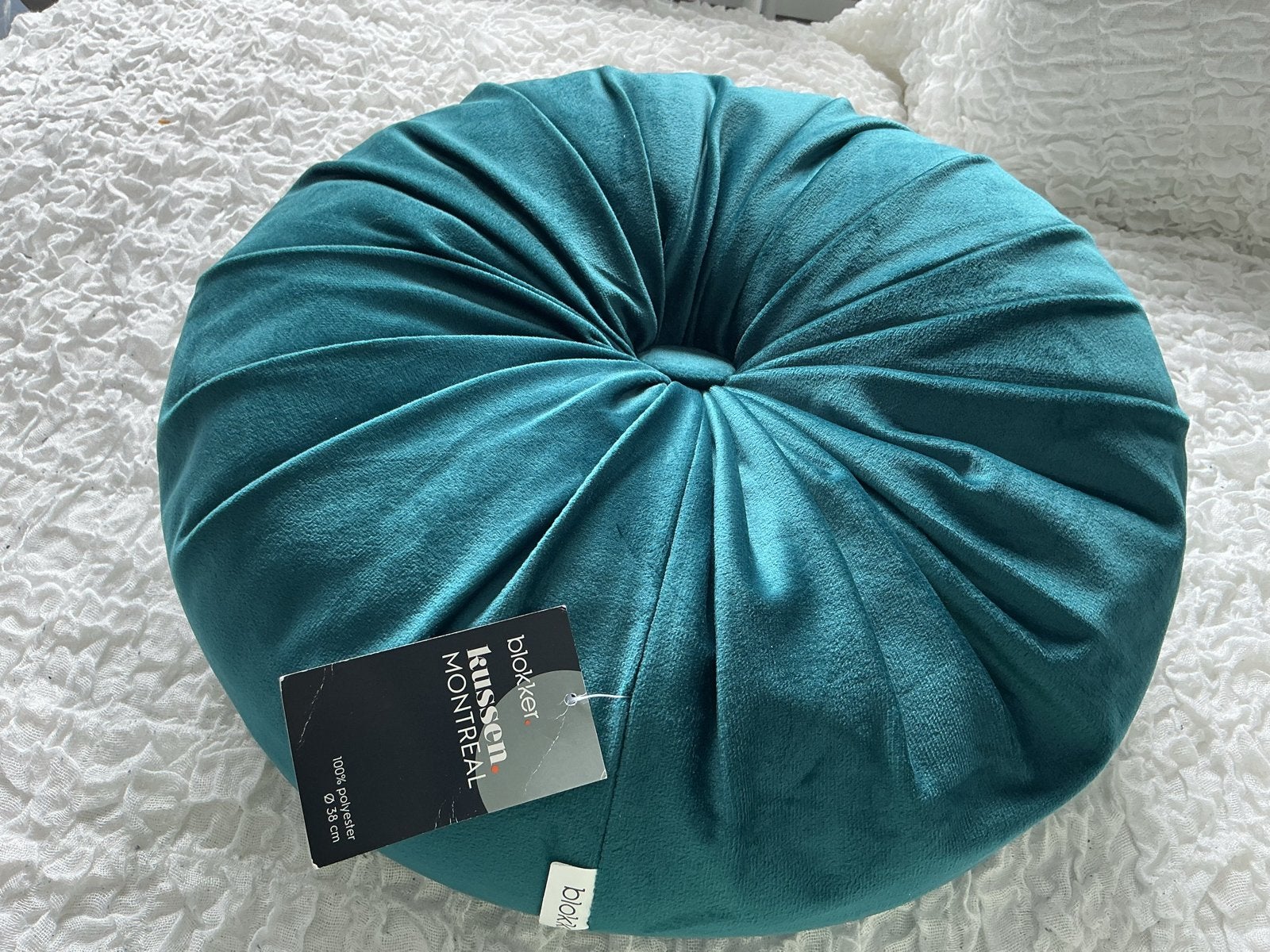 Nieuw Biokker Montreal Rond Kussen - Petrol/Teal, Ophalen of Verzenden, Nieuw, Overige kleuren, Rond