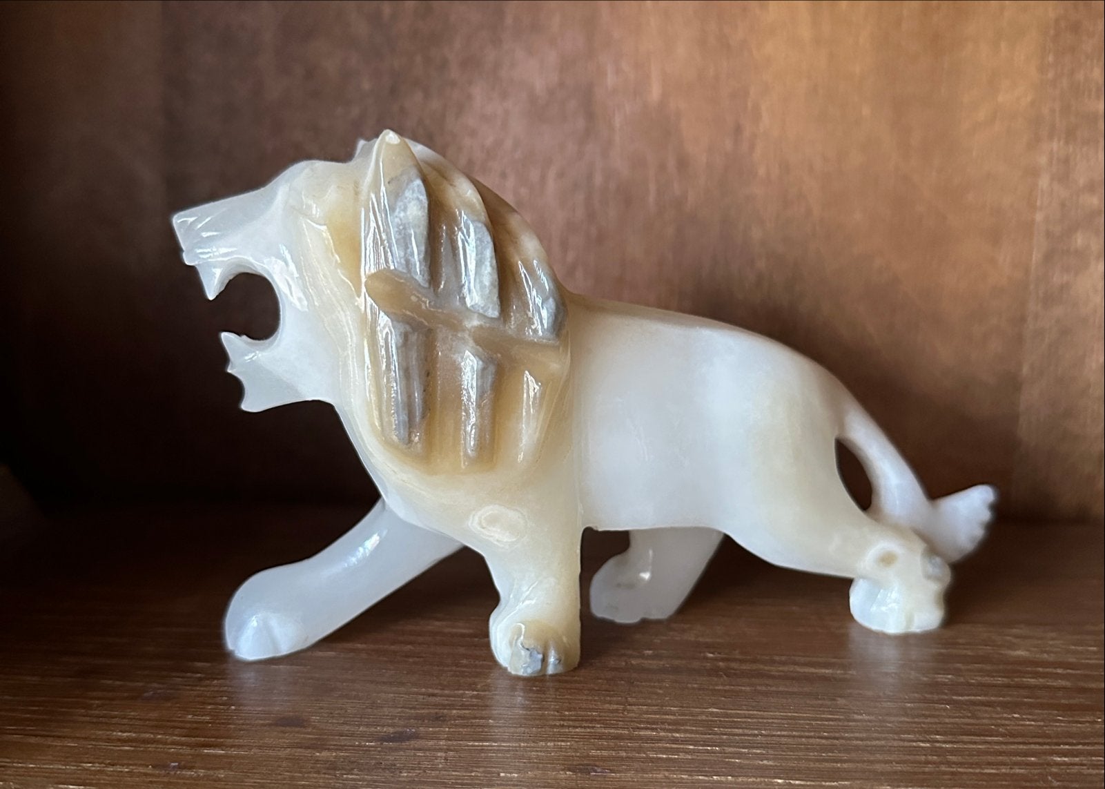 Onyx Leeuw Beeldje - Handgesneden Decoratie, Verzamelen, Ophalen of Verzenden, Zo goed als nieuw, Dier