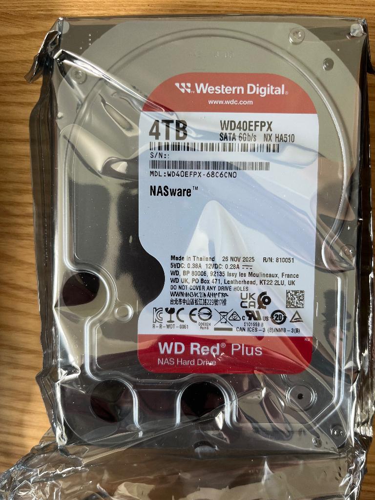 WD Red Plus 4TB NAS harde schijf — nieuw en geseald, Server, HDD, Western Digital RED, Nieuw